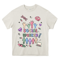 Cream social worker Heavy Core Tee - MaliasSmallBusiness