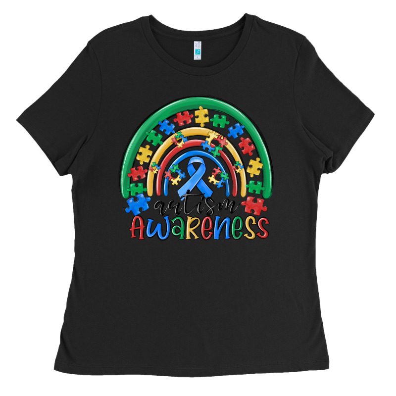 Autism Awareness Rainbow Ladies Tee by MaliasSmallBusiness | Teevron