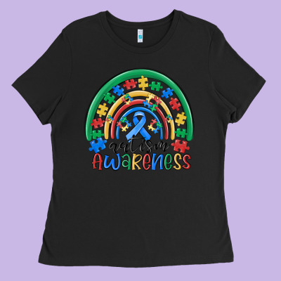 Autism Awareness Rainbow Ladies Tee Designed By Maliassmallbusiness