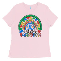 Bubblegum Pink autism awareness rainbow Ladies Tee - MaliasSmallBusiness