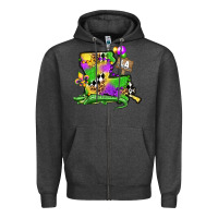 Charcoal Heather louisiana map alligator mardi gras olivia Zipper Hoodie - OliviaCreatesArt