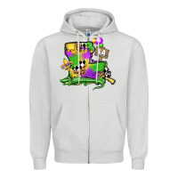 Dove Grey louisiana map alligator mardi gras olivia Zipper Hoodie - OliviaCreatesArt