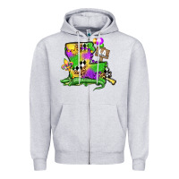 Heather Grey louisiana map alligator mardi gras olivia Zipper Hoodie - OliviaCreatesArt