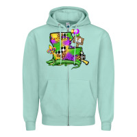 Seafoam louisiana map alligator mardi gras olivia Zipper Hoodie - OliviaCreatesArt