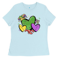 Baby Blue mardi gras hearts Ladies Tee - MaliasSmallBusiness