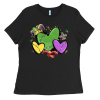 Black mardi gras hearts Ladies Tee - MaliasSmallBusiness