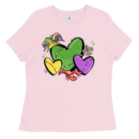 Bubblegum Pink mardi gras hearts Ladies Tee - MaliasSmallBusiness
