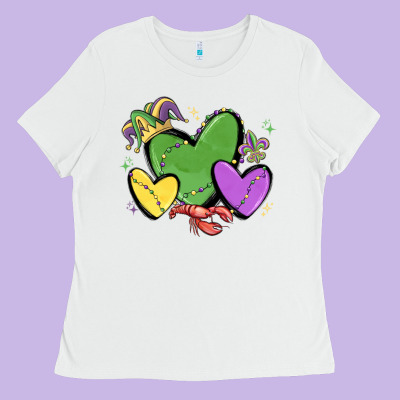 Mardi Gras Hearts Ladies Tee Designed By Maliassmallbusiness