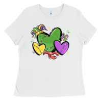 White mardi gras hearts Ladies Tee - MaliasSmallBusiness
