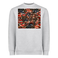 Heather Grey American flag leopard tumbler Heavyweight Sweatshirt - HowdyJamesFarm