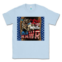 Dusty Blue Western Red White Rawr Dinosaur Classic Tee - LillyAllenDesigns