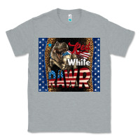 Heather Grey Western Red White Rawr Dinosaur Classic Tee - LillyAllenDesigns