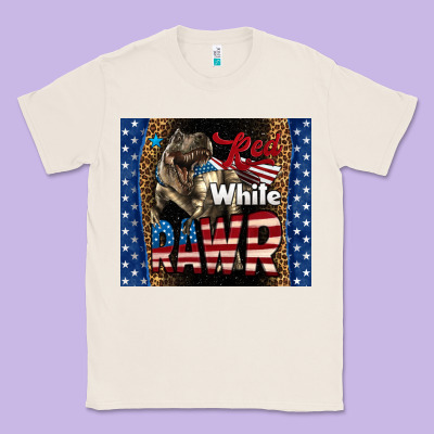 Western Red White Rawr Dinosaur Classic Tee Designed By Lillyallendesigns