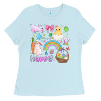 Baby Blue easter hoppy bunny Ladies Tee - MaliasSmallBusiness