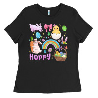 Black easter hoppy bunny Ladies Tee - MaliasSmallBusiness