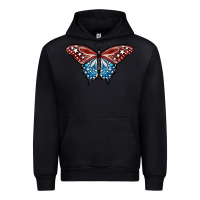 Black Patriotic American Butterfly Urban Hoodie - LillyAllenDesigns