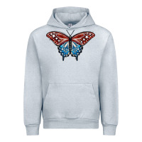 Heather Grey Patriotic American Butterfly Urban Hoodie - LillyAllenDesigns