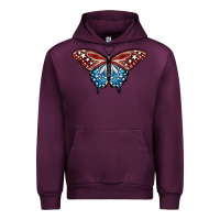 Mauve Wine Patriotic American Butterfly Urban Hoodie - LillyAllenDesigns
