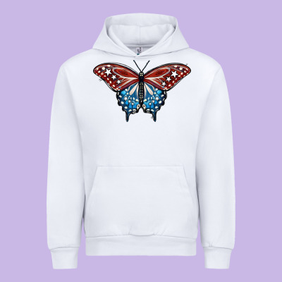 Patriotic American Butterfly Urban Hoodie Designed By Lillyallendesigns
