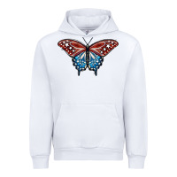 White Patriotic American Butterfly Urban Hoodie - LillyAllenDesigns