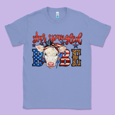 Western Star Spangled Baby Cow Classic Tee Designed By Lillyallendesigns