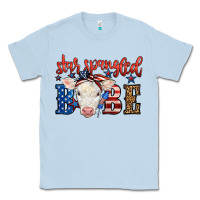 Dusty Blue Western Star Spangled Baby Cow Classic Tee - LillyAllenDesigns