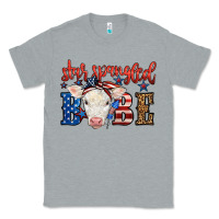 Heather Grey Western Star Spangled Baby Cow Classic Tee - LillyAllenDesigns