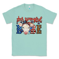 Seafoam Western Star Spangled Baby Cow Classic Tee - LillyAllenDesigns