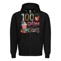 Black hundred days of coffee and chaos Zipper Hoodie - OliviaCreatesArt