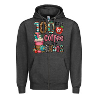 Charcoal Heather hundred days of coffee and chaos Zipper Hoodie - OliviaCreatesArt