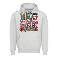 Dove Grey hundred days of coffee and chaos Zipper Hoodie - OliviaCreatesArt
