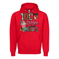 Red hundred days of coffee and chaos Zipper Hoodie - OliviaCreatesArt