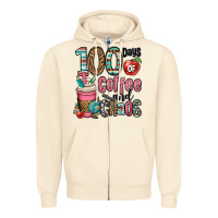 Sandshell hundred days of coffee and chaos Zipper Hoodie - OliviaCreatesArt