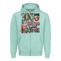 Seafoam hundred days of coffee and chaos Zipper Hoodie - OliviaCreatesArt
