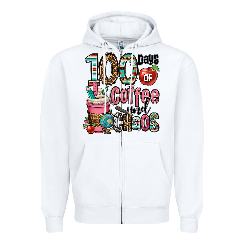 Hundred Days Of Coffee And Chaos Zipper Hoodie by OliviaCreatesArt | Teevron