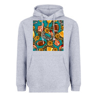 Heather Grey american football winner cup and helmet seamless pattern Heavyweight Hoodie - BundleAndBundleShop
