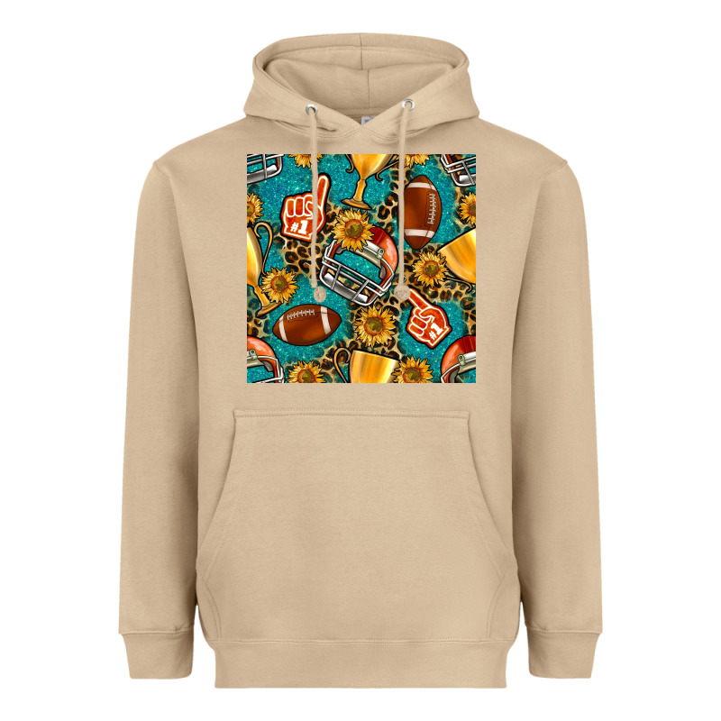 American Football Winner Cup And Helmet Seamless Pattern Heavyweight Hoodie by BundleAndBundleShop | Teevron