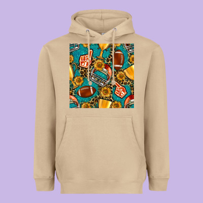 American Football Winner Cup And Helmet Seamless Pattern Heavyweight Hoodie Designed By Bundleandbundleshop