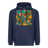 Navy american football winner cup and helmet seamless pattern Heavyweight Hoodie - BundleAndBundleShop