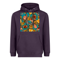 Plum american football winner cup and helmet seamless pattern Heavyweight Hoodie - BundleAndBundleShop