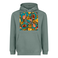 Sage american football winner cup and helmet seamless pattern Heavyweight Hoodie - BundleAndBundleShop