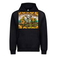 Black Western Charolais Heifer With Sunflowers Urban Hoodie - LillyAllenDesigns