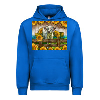 Cobalt Western Charolais Heifer With Sunflowers Urban Hoodie - LillyAllenDesigns