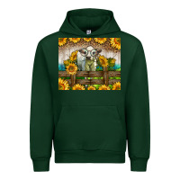 Forest Green Western Charolais Heifer With Sunflowers Urban Hoodie - LillyAllenDesigns