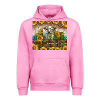 Fuchsia Pink Western Charolais Heifer With Sunflowers Urban Hoodie - LillyAllenDesigns
