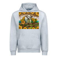 Heather Grey Western Charolais Heifer With Sunflowers Urban Hoodie - LillyAllenDesigns