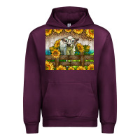Mauve Wine Western Charolais Heifer With Sunflowers Urban Hoodie - LillyAllenDesigns