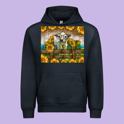 Western Charolais Heifer With Sunflowers Urban Hoodie Designed By Lillyallendesigns