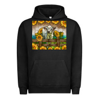 Pigment Black Western Charolais Heifer With Sunflowers Urban Hoodie - LillyAllenDesigns