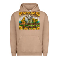 Pigment Burro Western Charolais Heifer With Sunflowers Urban Hoodie - LillyAllenDesigns